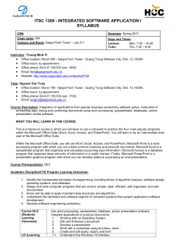ITSC 1309 - Integrated Software Application I
