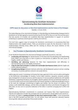 Operationalizing the Stockholm Declaration: Accelerating New Deal