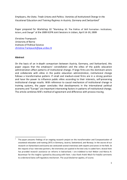 "Employers, the State, Trade Unions and the Politics of Institutional