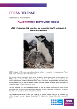 Wednesday November 9 BBC Worldwide ANZ and Nine agree deal