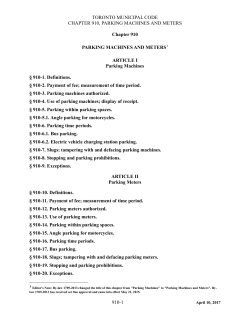 TMC Chapter 910, Parking Machines