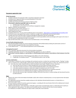 Account opening documentation for Funds