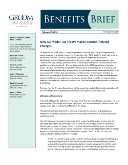 New U.S. Model Tax Treaty Makes Pension
