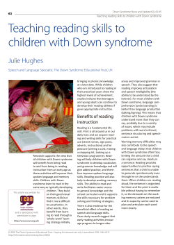 Teaching reading skills to children with Down syndrome