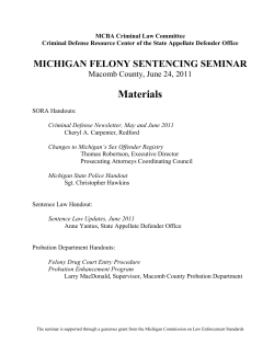 Macomb County Michigan Felony Sentencing Seminar