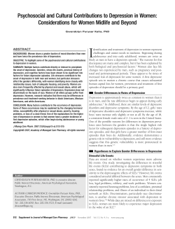 Psychosocial and Cultural Contributions to Depression in Women