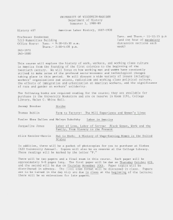 History 407 Professor Zonderman UNIVERSITY OF WISCONSIN