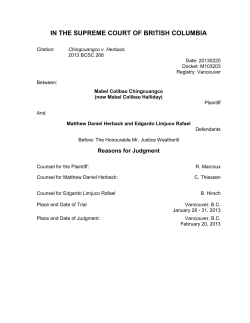 Chingcuangco v. Herback, Vancouver Law Courts, 20 February
