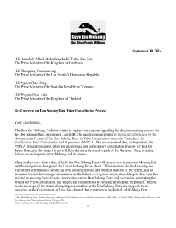 Concerns on Don Sahong Dam Prior Consultation Process