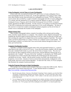 LAB 6 SUPPLEMENT Using Earthquake Arrival Times to Locate