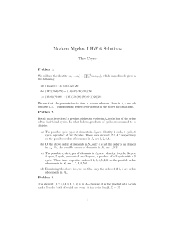Modern Algebra I HW 6 Solutions