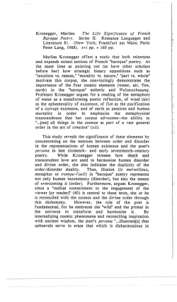 Kronegger, Marlies. The Life Significance of French Baroque