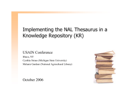 Implementing the NAL Thesaurus in a Knowledge Repository