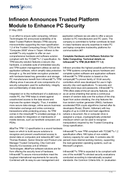 Infineon Announces Trusted Platform Module to Enhance