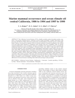 Marine Mammal Occurrence and Ocean Climate off