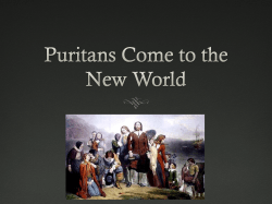 Puritans Come to the New World