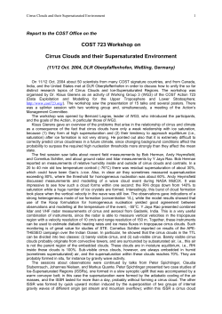 Cirrus workshop report by Klaus Gierens