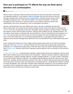 How sex is portrayed on TV affects the way we think about abortion