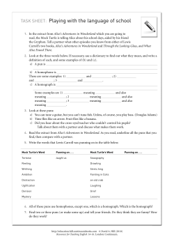TASK SHEET: Playing with the language of school