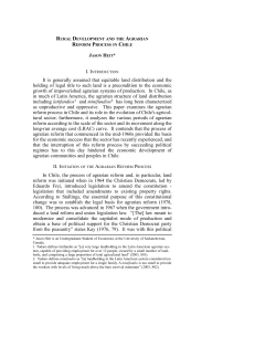 Rural Development and the Agrarian Reform Process in Chile