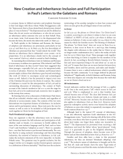 New Creation and Inheritance: Inclusion and Full Participation in