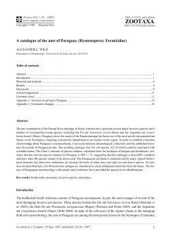 A catalogue of the ants of Paraguay (Hymenoptera