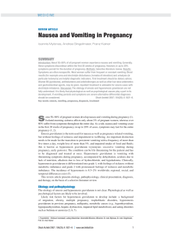 Nausea and Vomiting in Pregnancy