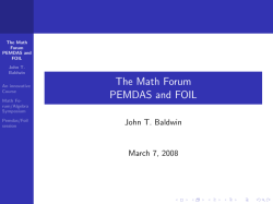 The Math Forum PEMDAS and FOIL