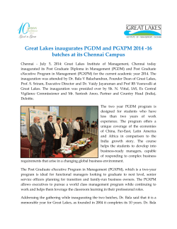 Great Lakes inaugurates PGDM and PGXPM 2014