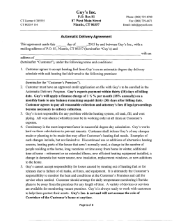 Automatic Delivery Agreement
