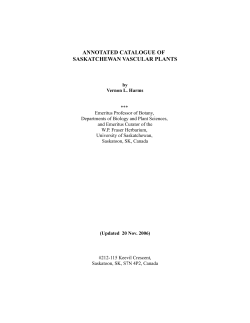 Annotated Catalogue of Saskatchewan Vascular Plants