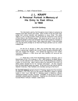 J.L. Krapf: A Personal Portrait of His Entry to
