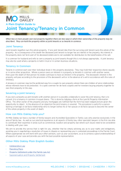 Joint Tenancy/Tenancy in Common