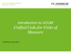 Introduction to UCUM Unified Code for Units of Measure