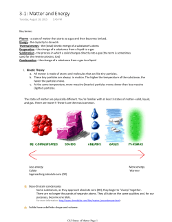 3-1: Matter and Energy