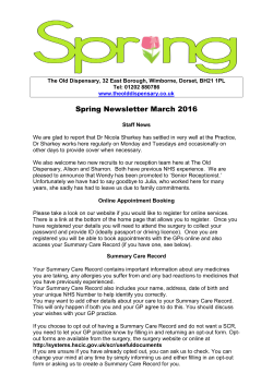 Spring Newsletter March 2016 - The Old Dispensary Medical Practice