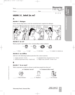 Unit&eacute; 1 Le&ccedil;on 1C