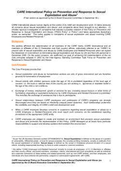 CARE International Policy on Prevention and Response to Sexual