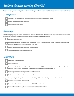 Business Account Opening Checklist