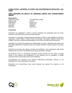 CONSULTATION &ndash; BIODIESEL, GLYCEROL AND THE