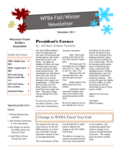 Fall Newsletter - Wisconsin Frame Builders Association