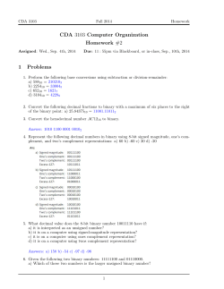 CDA 3103 Computer Organization Homework #2 1 - Help-A-Bull