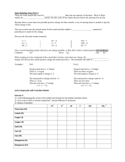 Ionic Bonding Notes-Part 3 There are some metals that can lose