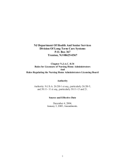 NJ Department Of Health And Senior Services Division Of Long