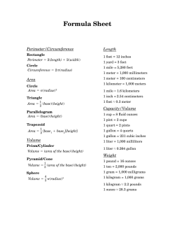 Mathematics Formula Sheet