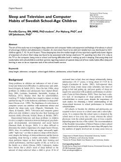 Sleep and Television and Computer Habits of Swedish School