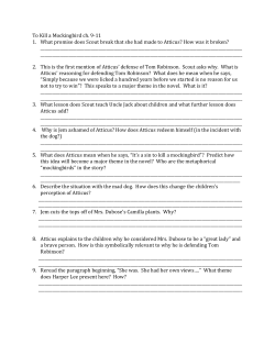 To Kill a Mockingbird ch. 9-11 1. What promise does Scout break