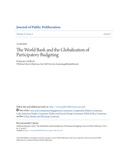 The World Bank and the Globalization of Participatory Budgeting