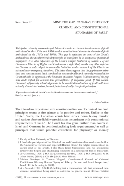 Mind the Gap: Canada`s Different Criminal and Constitutional