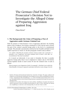 The German Chief Federal Prosecutor`s Decision Not to Investigate